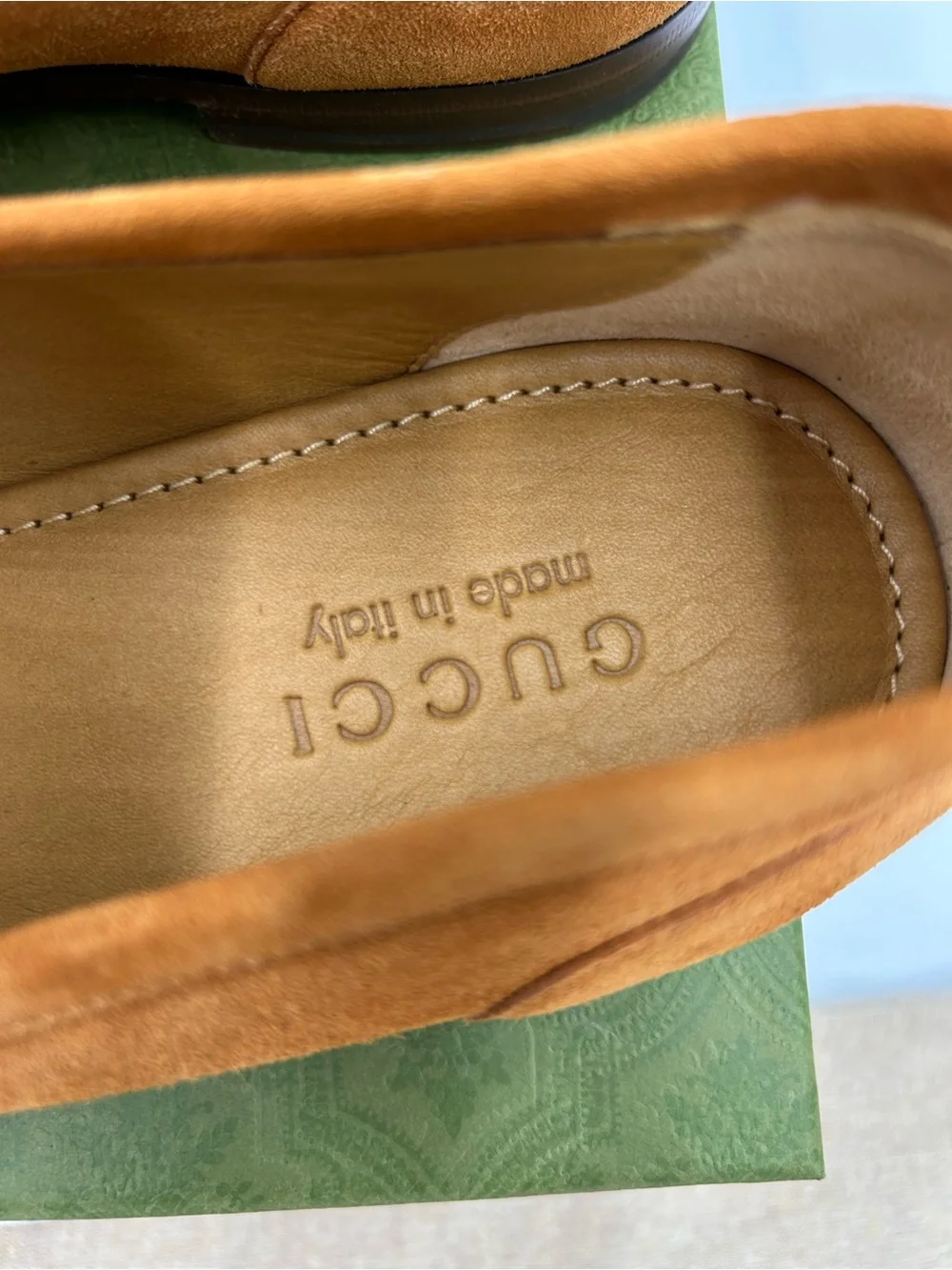 Men's Gucci JORDAAN suede horse bit loafers size 8.5 fits 9.5 US made in Italy